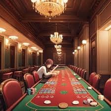 Antarmuka Boom City di aplikasi mobile ayu slot menampilkan meja blackjack langsung dengan dealer profesional